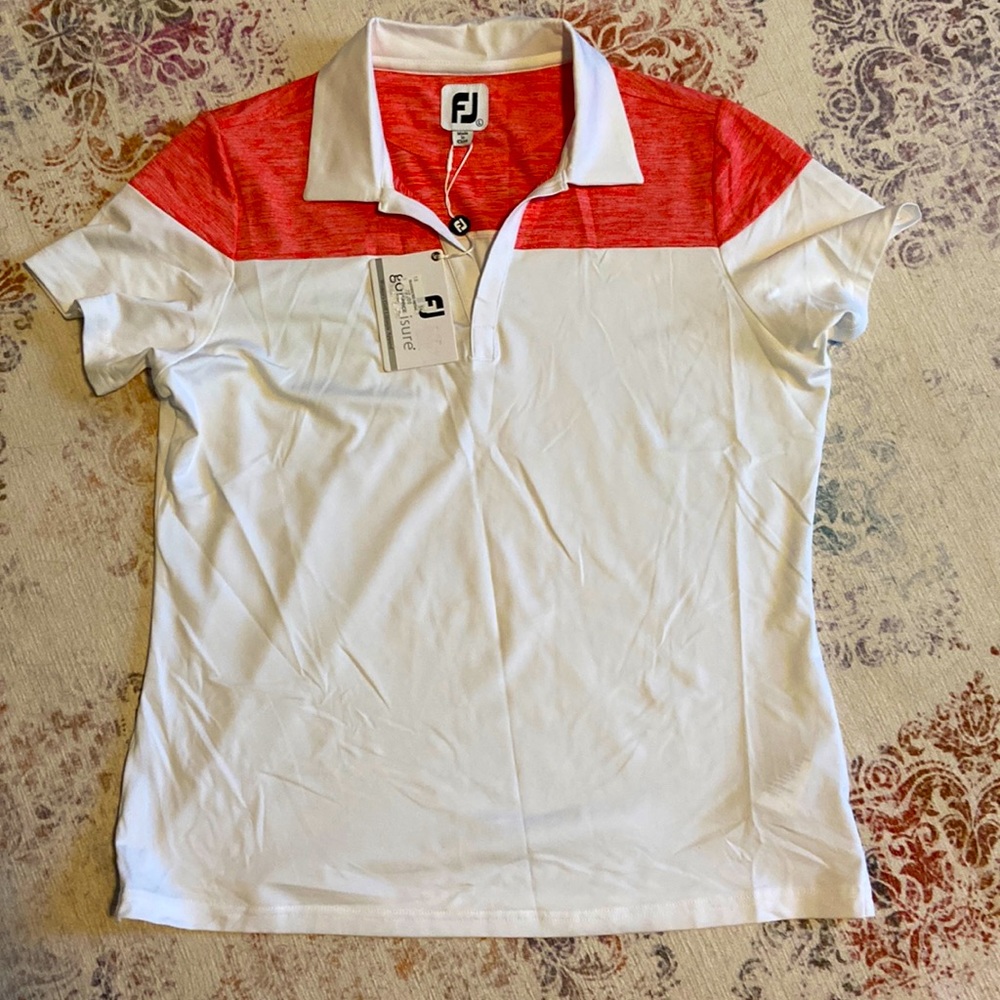 Womens short sleeve golf shirt. Size Large